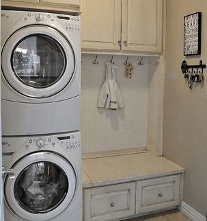 Stacked washer and dryer setup